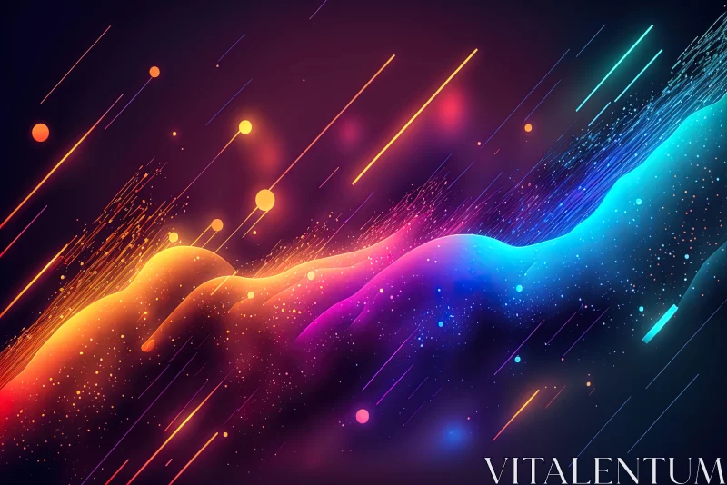 Colorful Abstract Cosmic Landscape with Neon Lights AI Image