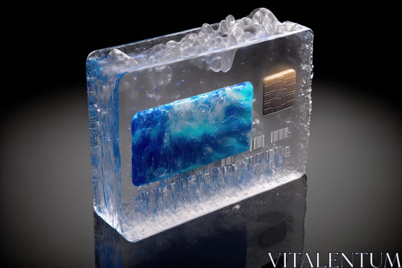Frozen Movement in Conceptual Art: Icecube Credit Card Sculpture AI Image