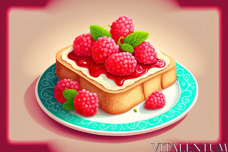 AI ART Isometric Style Raspberry-Bread Art Illustration