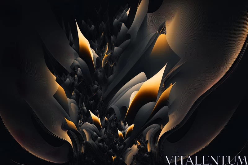 Golden Sparks in Dark Abstract 3D Graphic Design AI Image