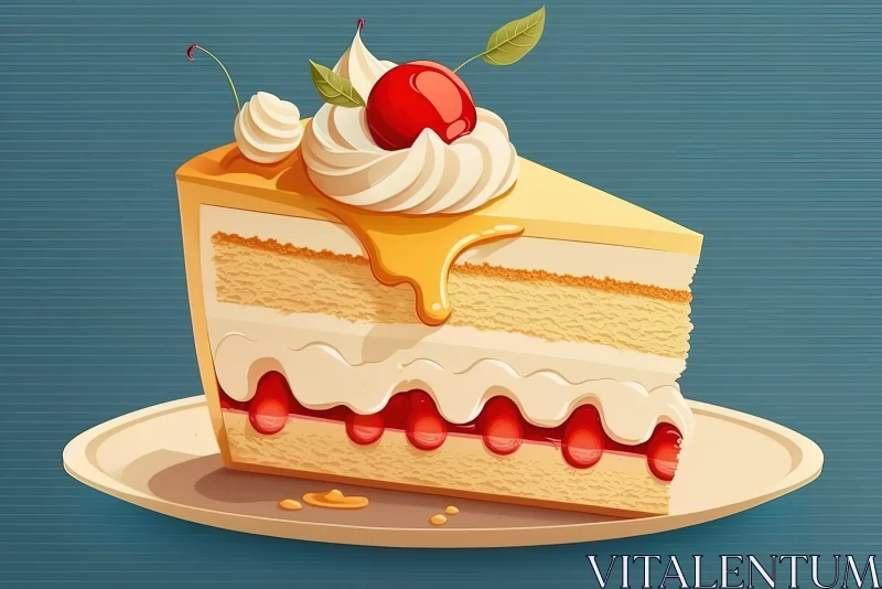 AI ART Colorful Illustration of Ice Cream Cake Slice - Precisionist Art