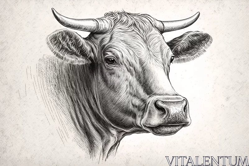 Detailed Cow Face Sketch Illustration AI Image