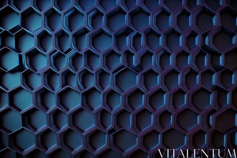 Abstract 3D Hexagonal Wallpaper - Dark Cyan and Light Blue AI Image