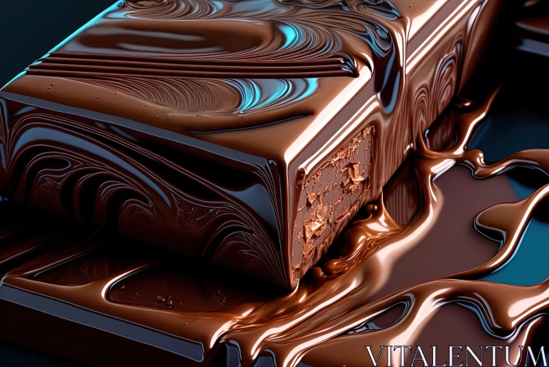 AI ART Close-Up View of Fluid Landscape-Inspired Chocolate Art
