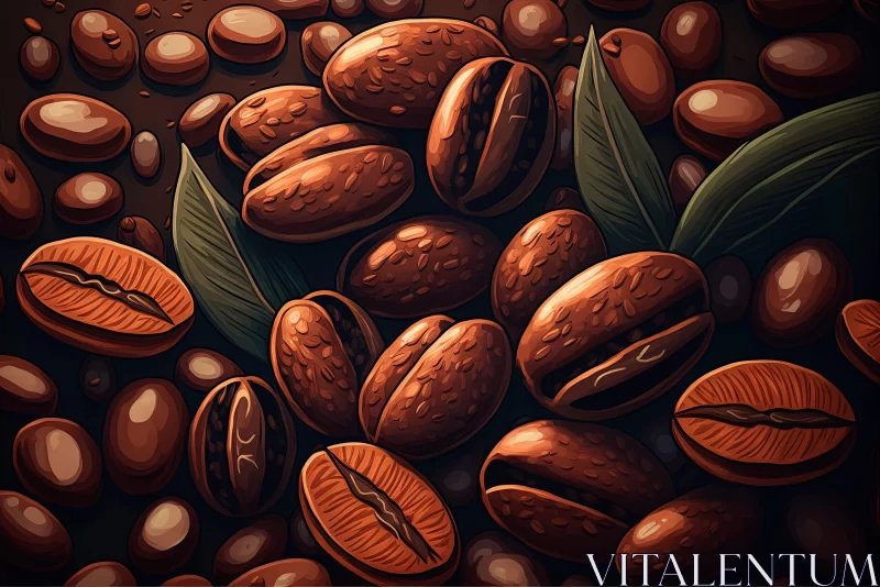 Coffee Beans Background Art Illustration in 2D Game Art Style AI Image