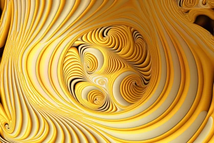 Abstract 3D Fractal Art | Gold Swirls and Wood Grains