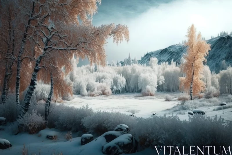 Enchanting Frozen Landscape - A Dreamlike Nature Scene AI Image