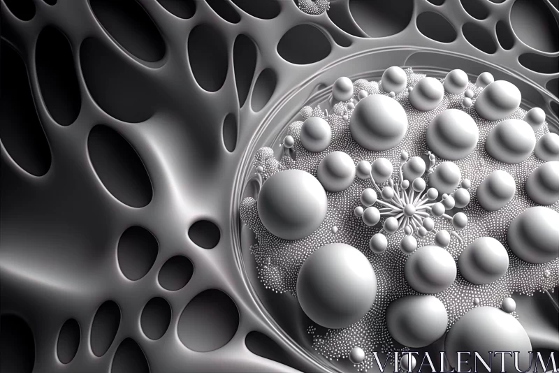 Monochromatic 3D Fractal Art - Abstract Organic Forms AI Image
