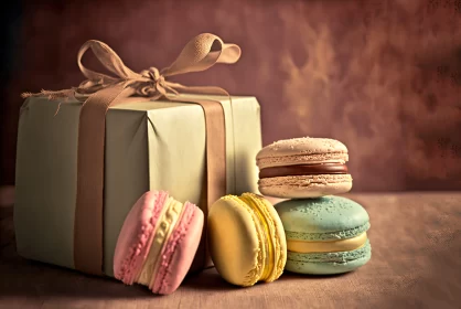 Colorful Macaroons in Vintage Style Box