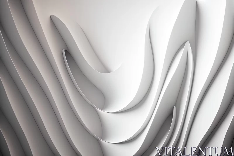 White Abstract 3D Paper Wall with Wave Style and Energetic Abstract Forms AI Image