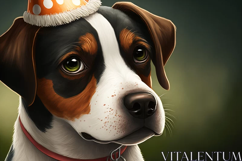 Festive Dog Portrait in 2D Game Art Style AI Image