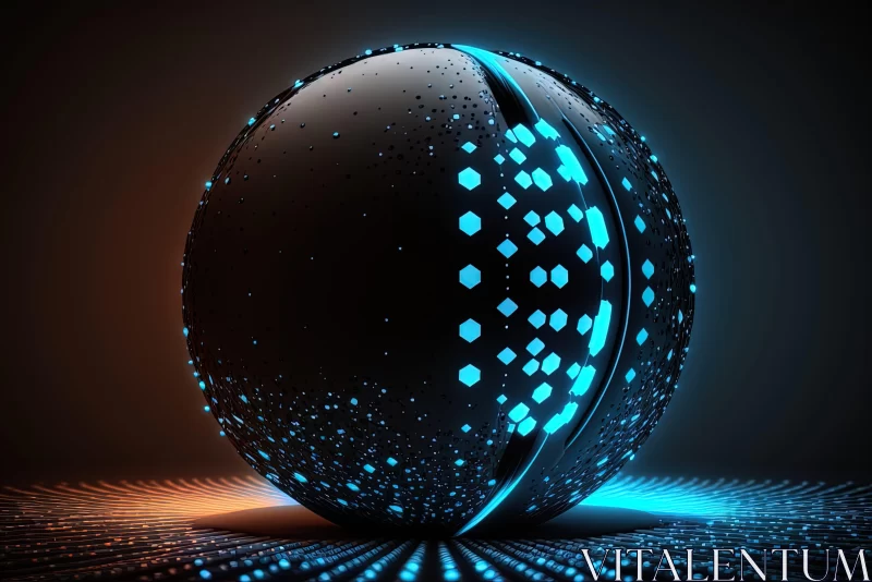 Futuristic Neon Sphere: A Study in Light and Shadow AI Image