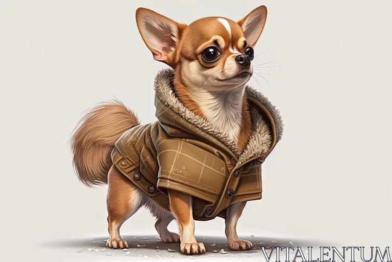 Chihuahua in Coat - Detailed Character Illustration AI Image