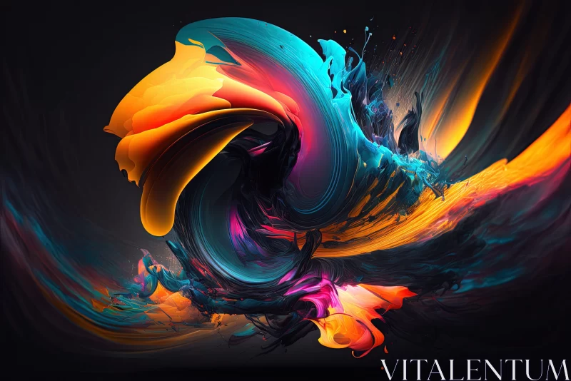 Abstract Art - Fluid Colors on Dark Canvas AI Image