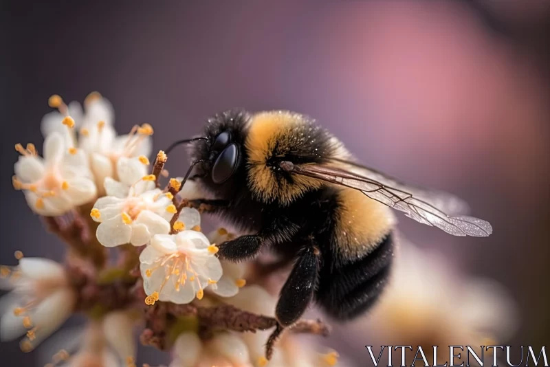 Bumblebee Delight - A Soft, Dreamy Encounter with Nature AI Image