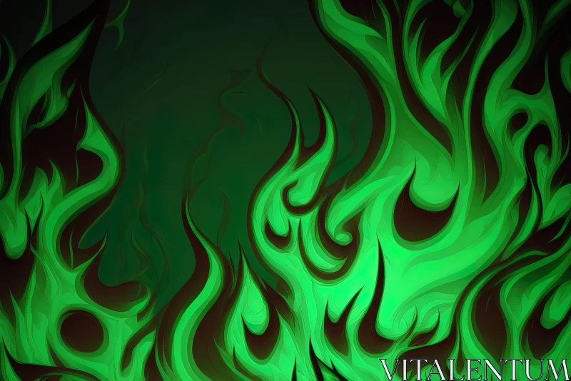 Green Fire Vector Illustration - An Artistic Fusion of Light, Shadow and Color AI Image