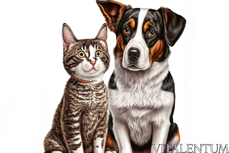Realistic Portrait of a Dog and Cat in High Detail AI Image