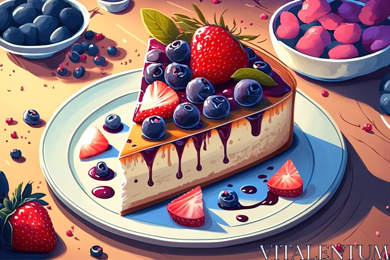 Colorful Digital Illustration of Berry Pie AI Image