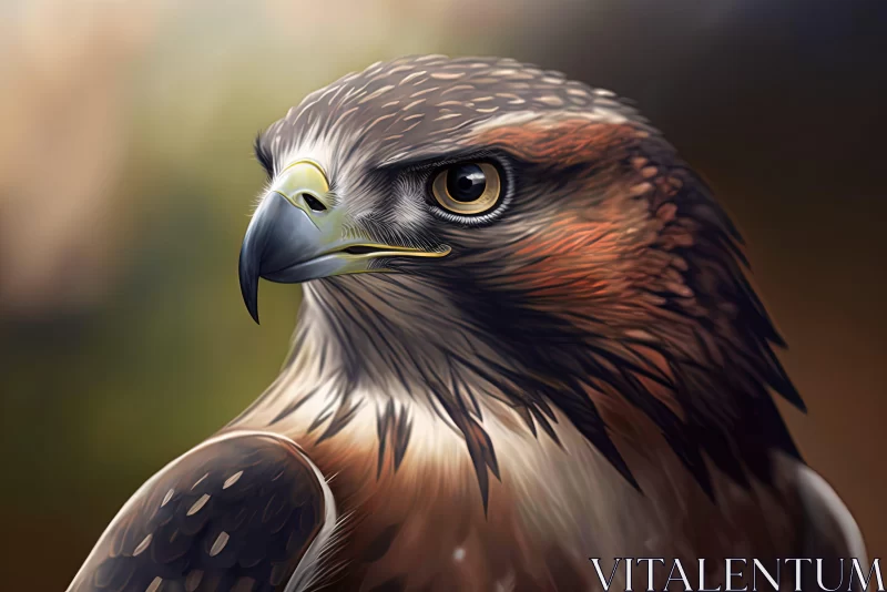Detailed Hawk Portrait in Flat Shading Style AI Image