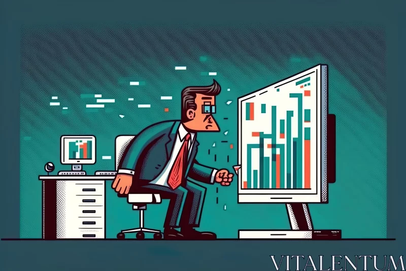 Businessman Analysing Graph - Bold Graphic Illustration AI Image