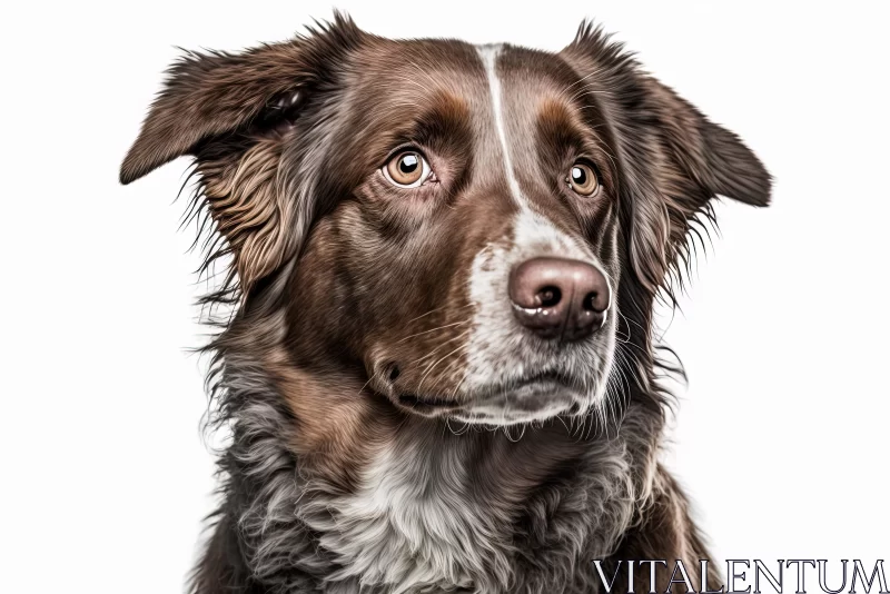 Expressive and Detailed Portrait of a Brown and White Dog AI Image