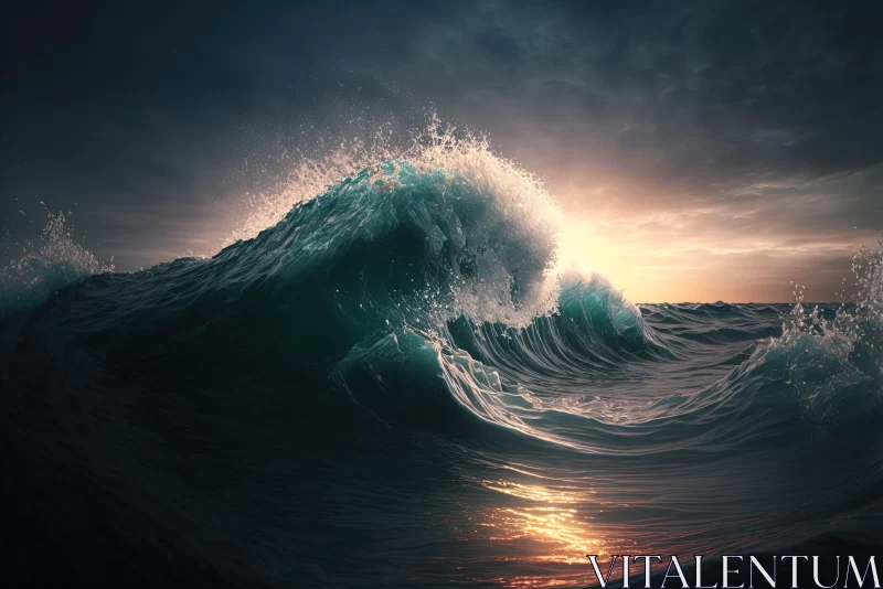 Ocean Waves at Sunset - Photorealistic Environmental Portraits AI Image