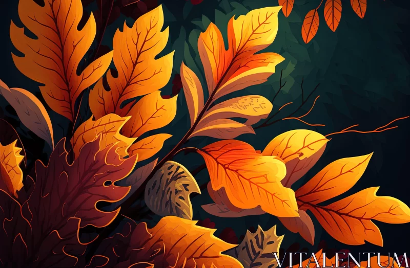 Autumn Leaves Background - Painterly Style Illustrations AI Image