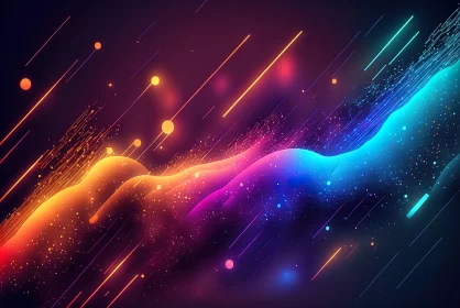 Colorful Abstract Cosmic Landscape with Neon Lights