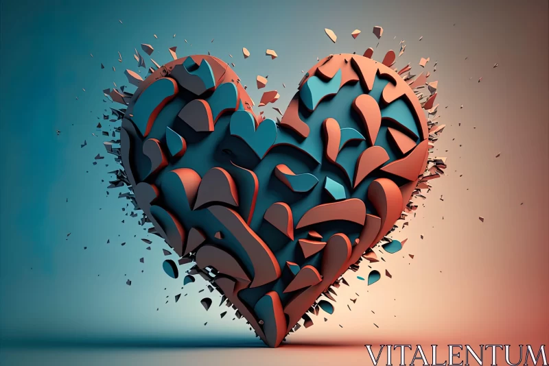 Abstract 3D Heart - An Artistic Representation of Complex Emotions AI Image