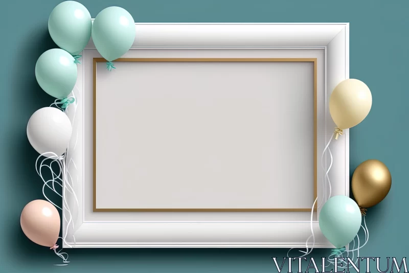 Abstract 3D Illustration of Frame with Balloons AI Image