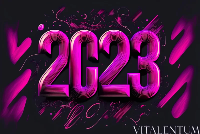 Neon Pink Glittered Number 2223 Artwork AI Image