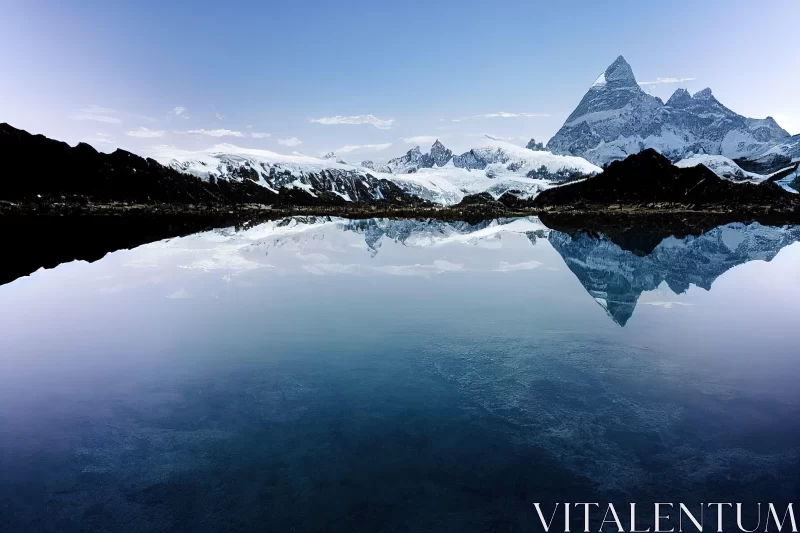 Glacial Mountain Reflections in Tranquil Blue Lake AI Image