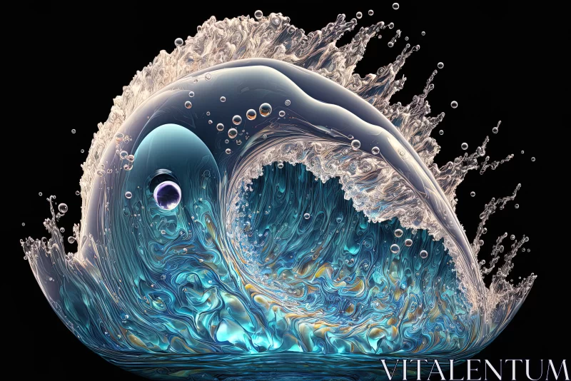 Marine Life Illustration - Colorful Ocean Waves and Fish AI Image