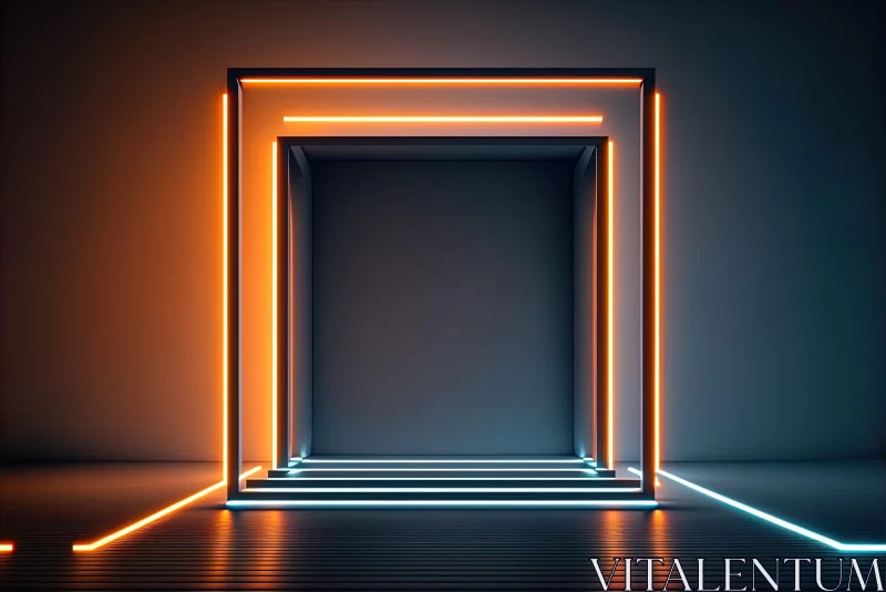 Stylish Neon Tunnel in Minimalist Design AI Image