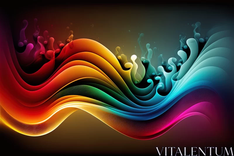 Abstract Wave Art Wallpaper - A Symphony of Color and Form AI Image