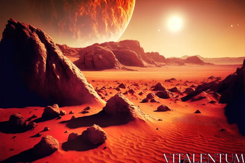 Desert on a Red Planet - A Retro-Futuristic Terragen Landscape AI Image