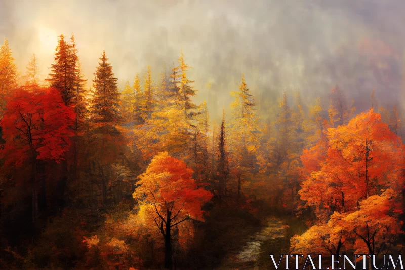 Ethereal Landscape Art with Golden Hues AI Image