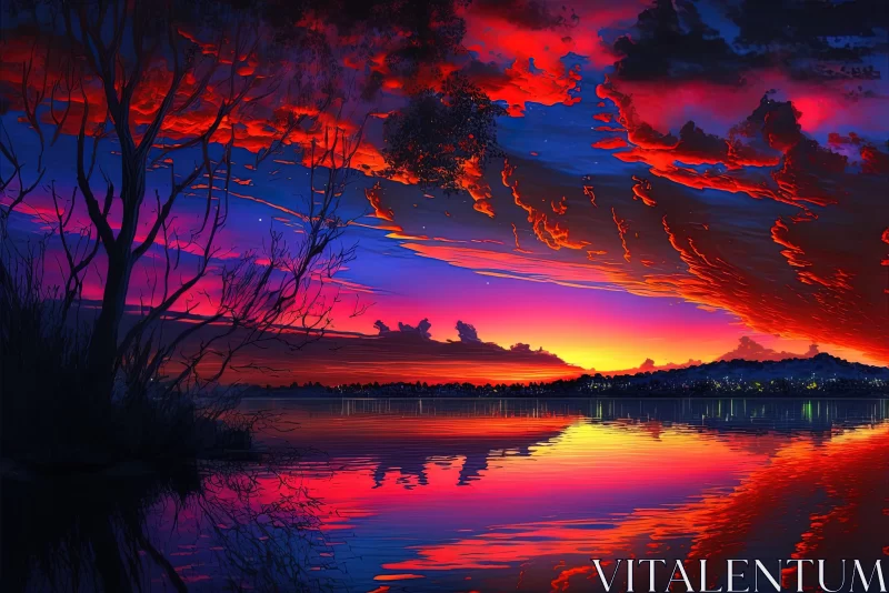 Stunning Sunset Reflection in Water - Australian Landscape Art AI Image