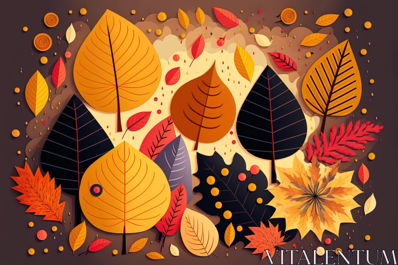 Autumn Leaves Collage - A Textured Illustration AI Image