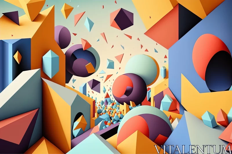 Colorful Abstract 3D Geometric Art AI Image