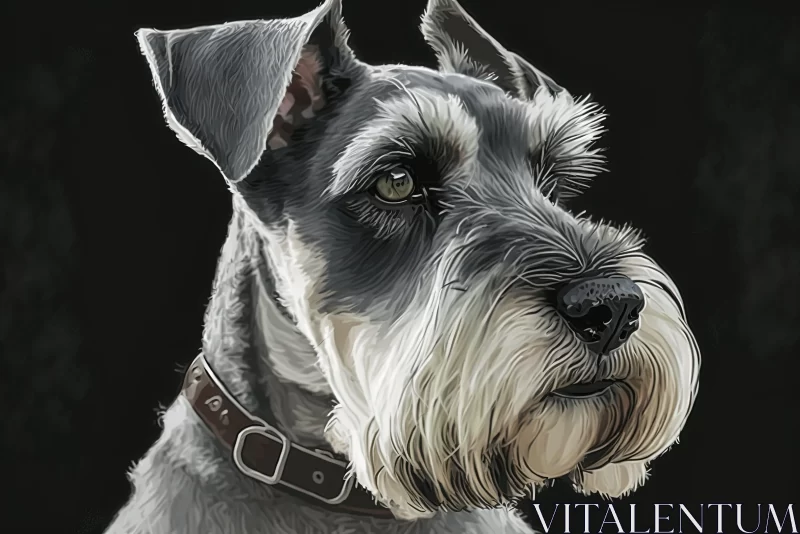 Grey Schnauzer Digital Portrait - Realistic Painting AI Image