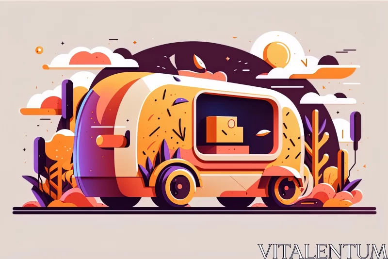 Travel Trailer Illustrations in Voxel Art and Cartoon Abstraction AI Image