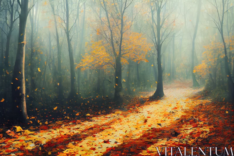 Ethereal Autumn Forest Scene: A Journey into Fantasy AI Image