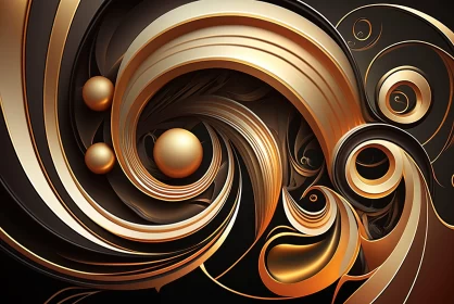 Gold and Silver Swirl Abstract Artwork