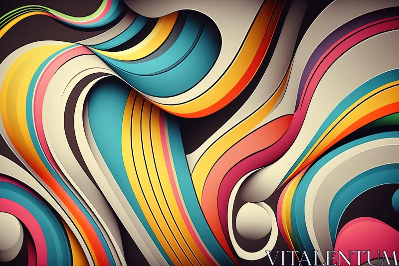 AI ART Colorful Abstract Art - Art Nouveau Influence and Paper Sculpture Style