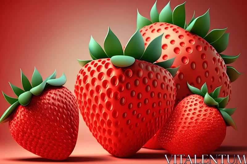 AI ART Monochromatic 3D Strawberry Illustration