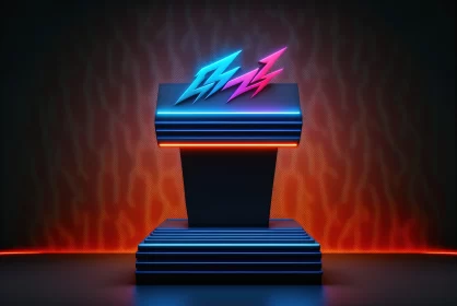 Neon Symbol on Empty Podium - Lightningwave and Zbrush Styles