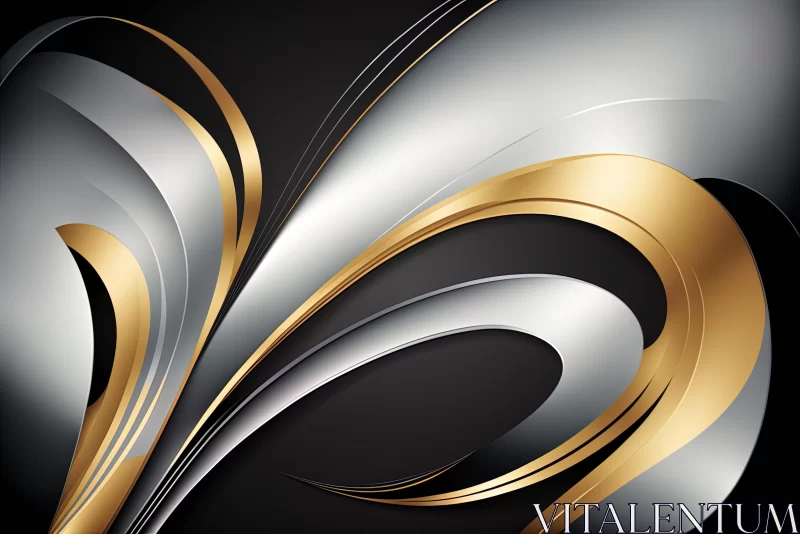 Silver and Gold Swirl Design Vector Art with Organic Shapes and Curved Lines AI Image