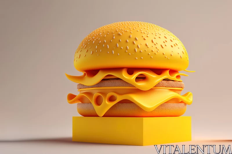 3D Graphic Model of a Burger in Minimalism Style AI Image