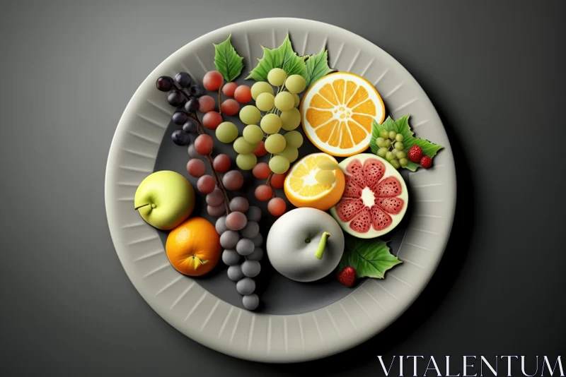 3D Render of Fruit Plate on Dark Background